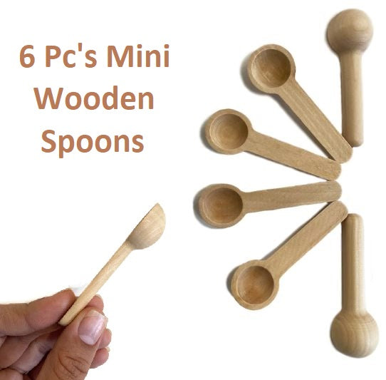 Pack of 6 - Mini Wooden Spoons, Spices Spoons