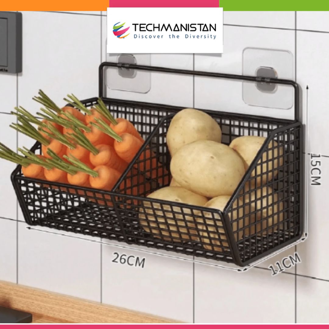 2 Grids Wall Mounted Metal Wire Storage Basket