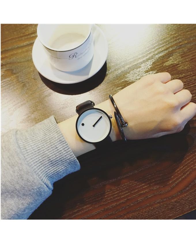 White & Black Leather Analog Watch for Men
