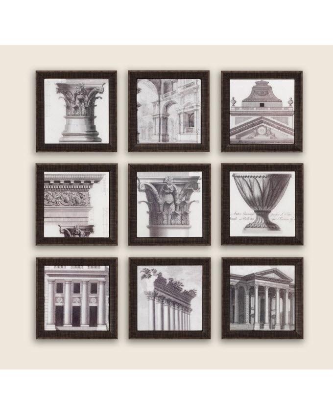 Pack of 9 - Antique Look Photo Frames Collage Wall Hanging Wall Decor Set