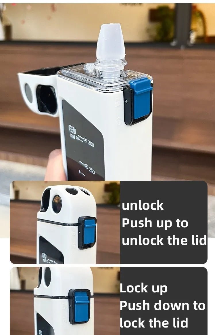 350ml Plastic Water Bottle With Pop Up Straw & Lock