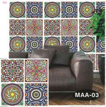 Pack of 4 - 3D Embossed Assorted Truck Art Themed Tiles Sticker (Each Sticker Size: 6x6 Inches)