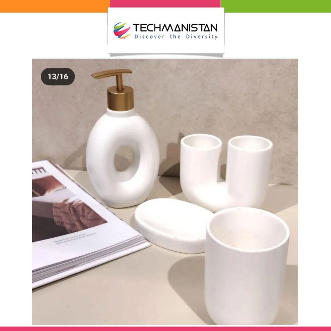 4-Piece Ceramic Bathroom Accessory Set