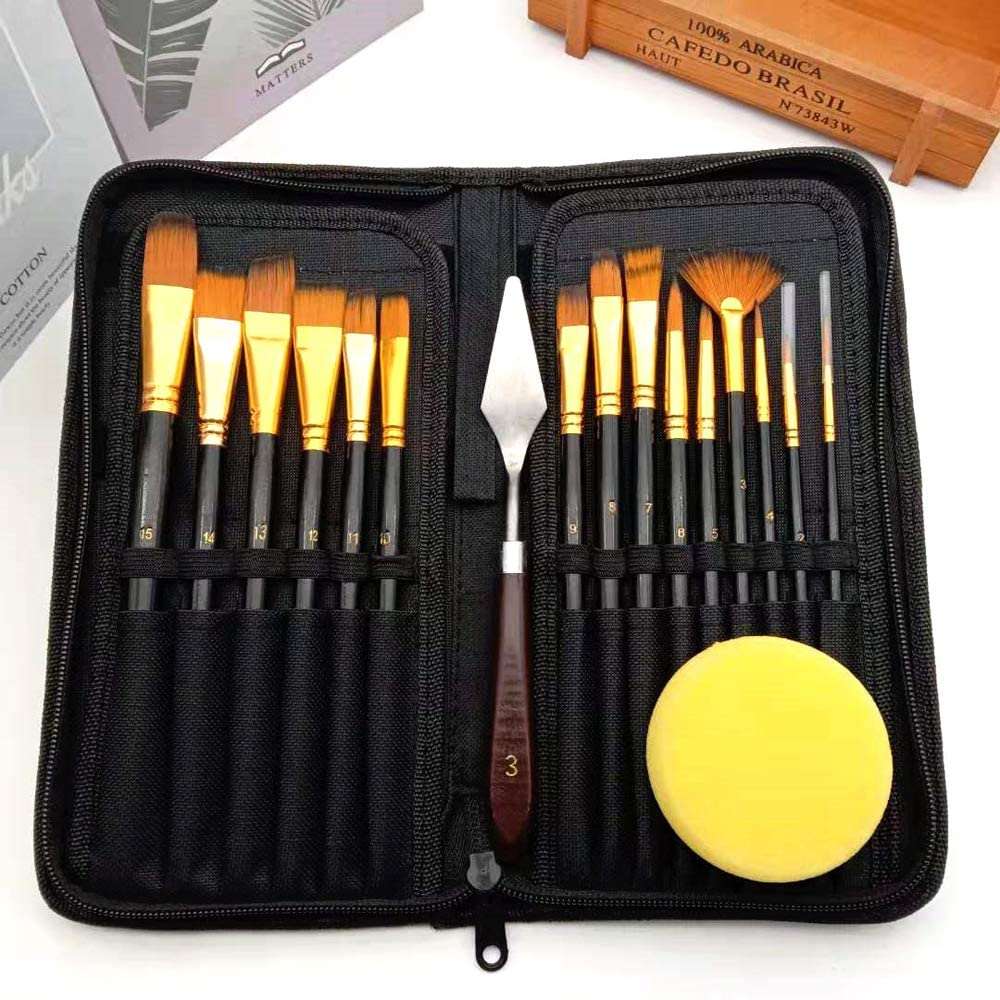 18 Piece's Professional Oil Paint Brush Set