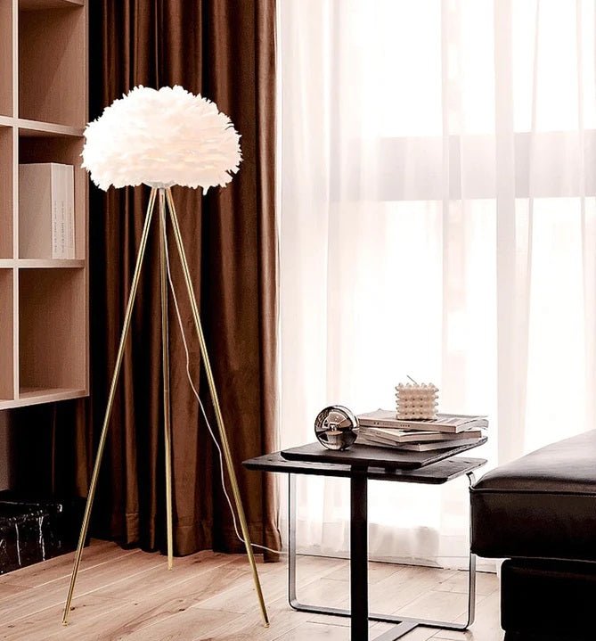 60'' Standing Tripod Feather Floor Lamp