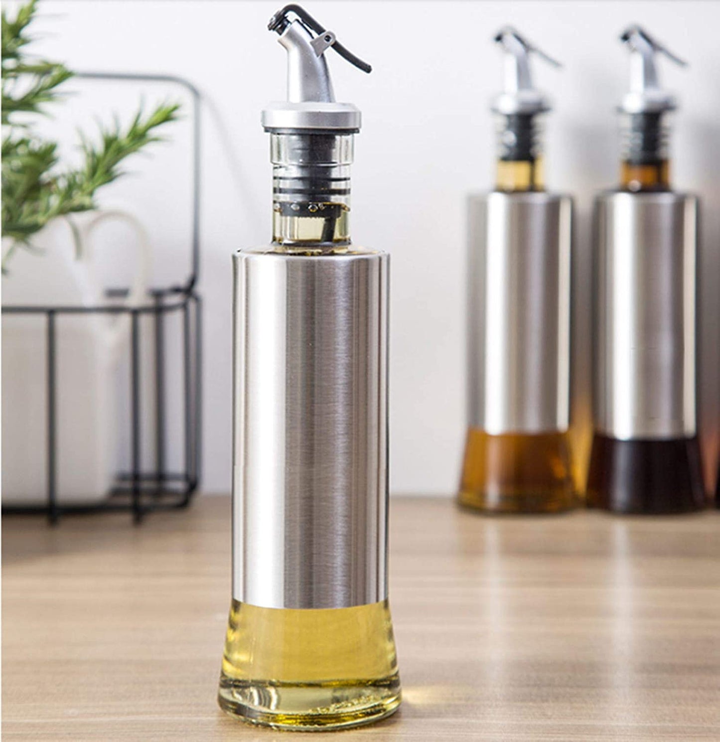 Stainless Steel Glass Oil Dispenser Bottle