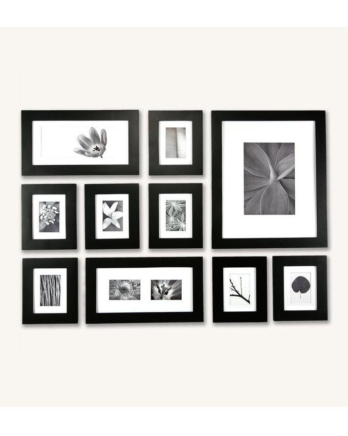 Pack of 10 - Photo Frames Collage Wall Hanging Wall Decor Set - Black