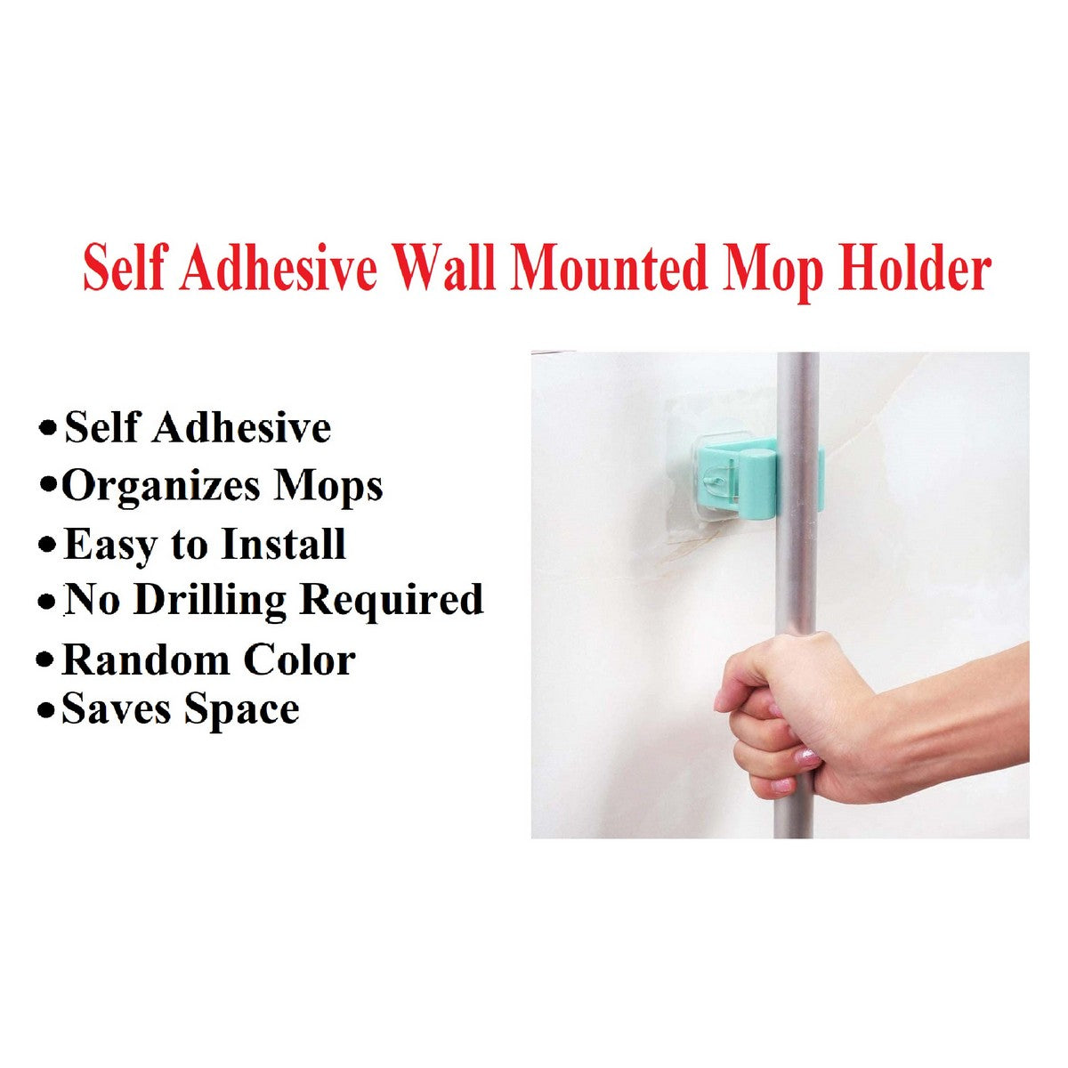 Random Color Self Adhesive Wall Mounted Mop Holder