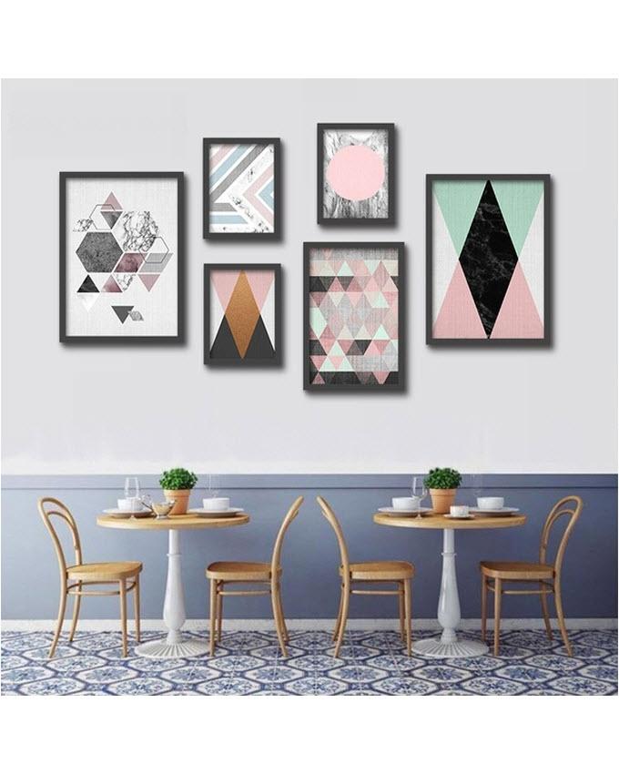 Set of 6 - Photo Frames Collage Wall Hanging Wall Decor Set - Black