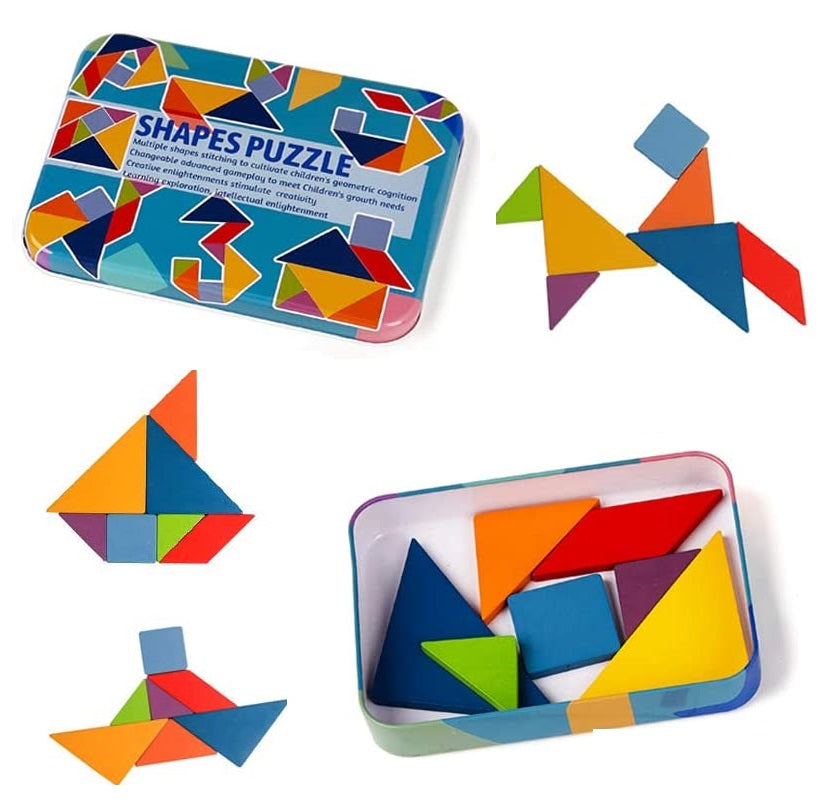 7 Pcs Kids Colorful Wooden Tangram Jigsaw Puzzle