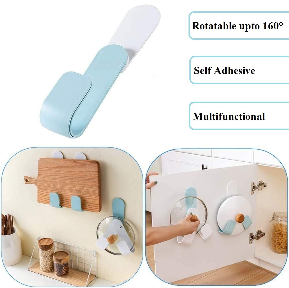 Self Adhesive No Punch Wall Mounted Pot Lid Holder, 160° Rotatable Pot Lid Stand