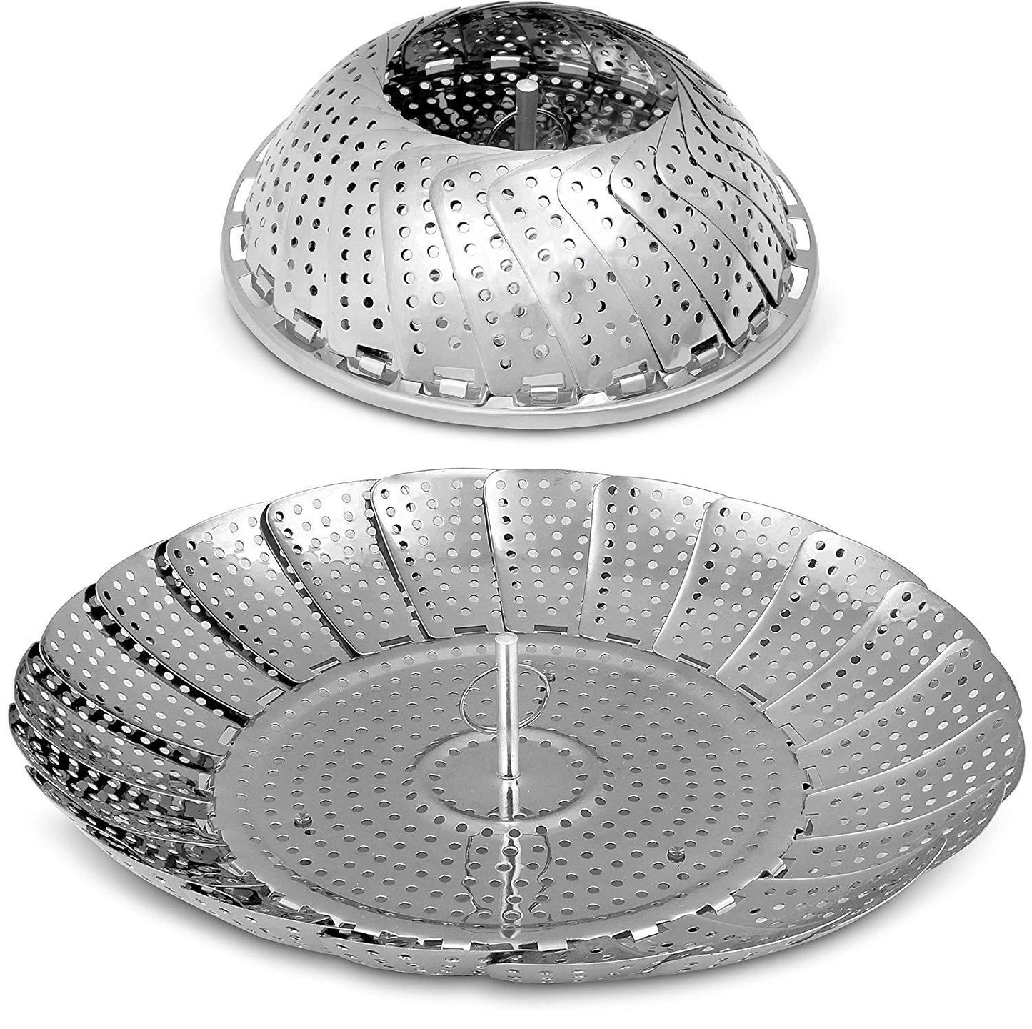 Premium Stainless Steel Folding Collapsible Rust Free Adjustable Kitchen Vegetable Steamer Basket - 23 cm, Foldable Steamer, Adjustable Steamer