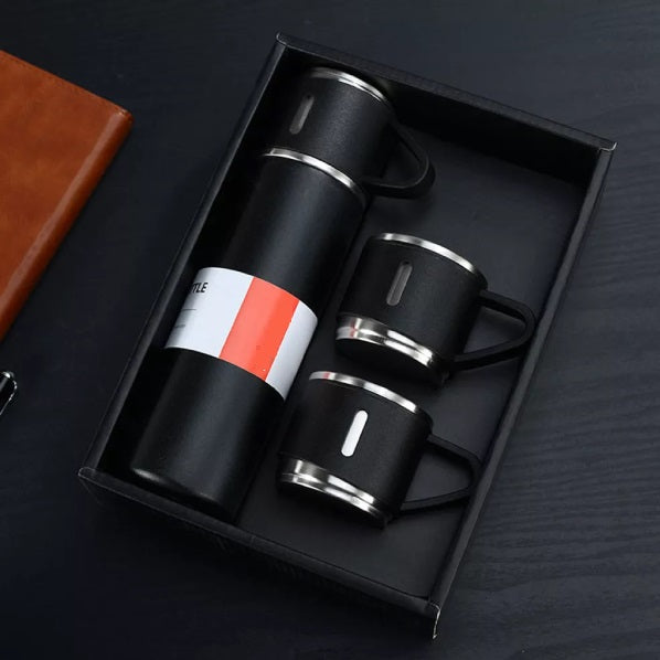 500ml Stainless Steel Vacuum Insulated Thermos Flask With 3 Cups