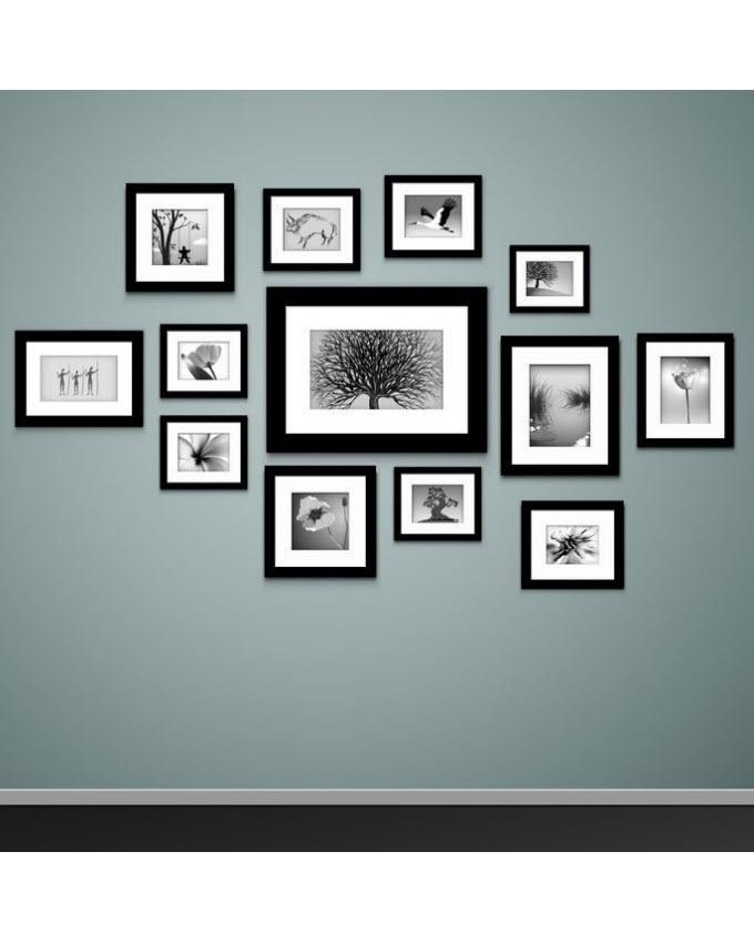 Pack of 13 - Photo Frames Collage Wall Hanging Wall Decor Set - Black
