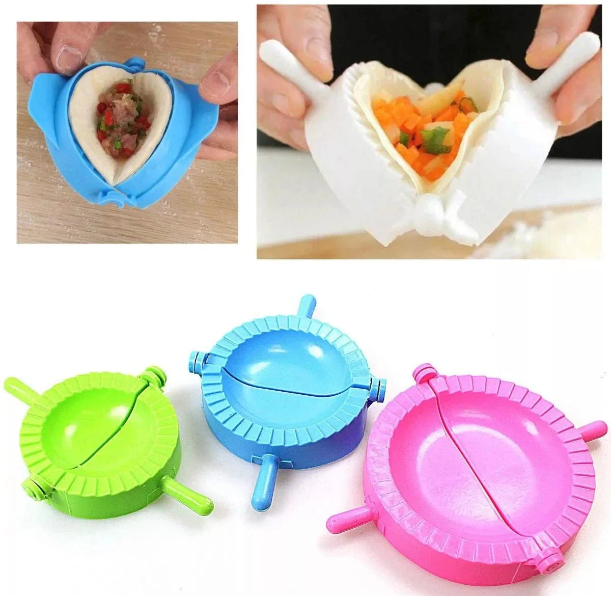 Set of 3 - Mixed Colors Dumplings Mold, Plastic Pressing Dumplings Maker Dough Cutter Pie Ravioli Dumpling Mould Kitchen Pastry Tools Accessories Cutting Tool