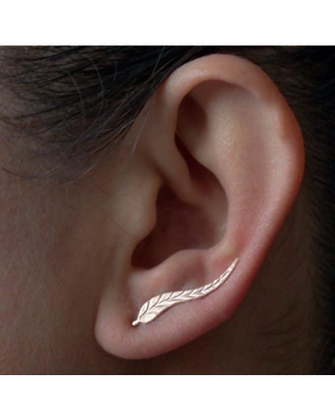 Zinc Alloy Leaf Earrings- Gold