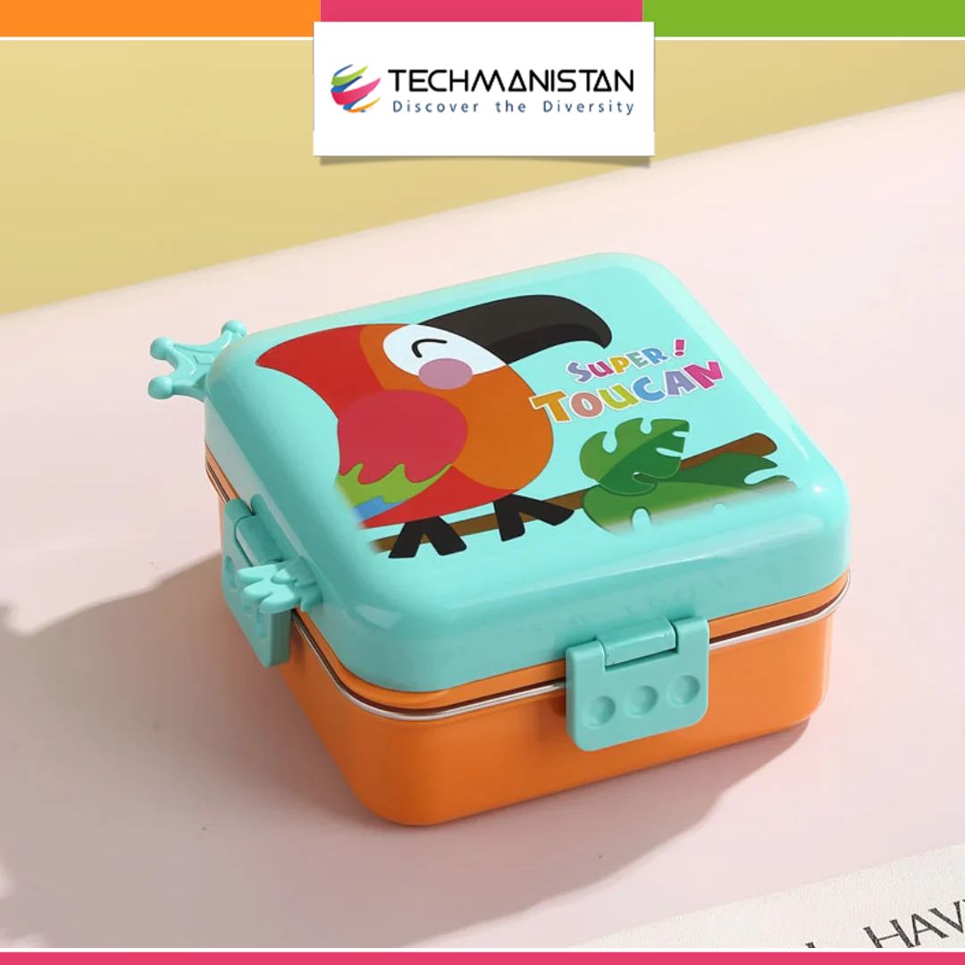 Parrot Themed 3 Compartment Stainless Steel Bento Box