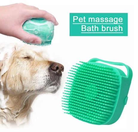 Random Color Silicone Pet Body Bath Brush, Pet Dog Shampoo Brush, Silicone Massage Exfoliating Bath Brush With Soap Dispenser, Cat Massage Comb Grooming Scrubber Brush, Comb Brush For Pets
