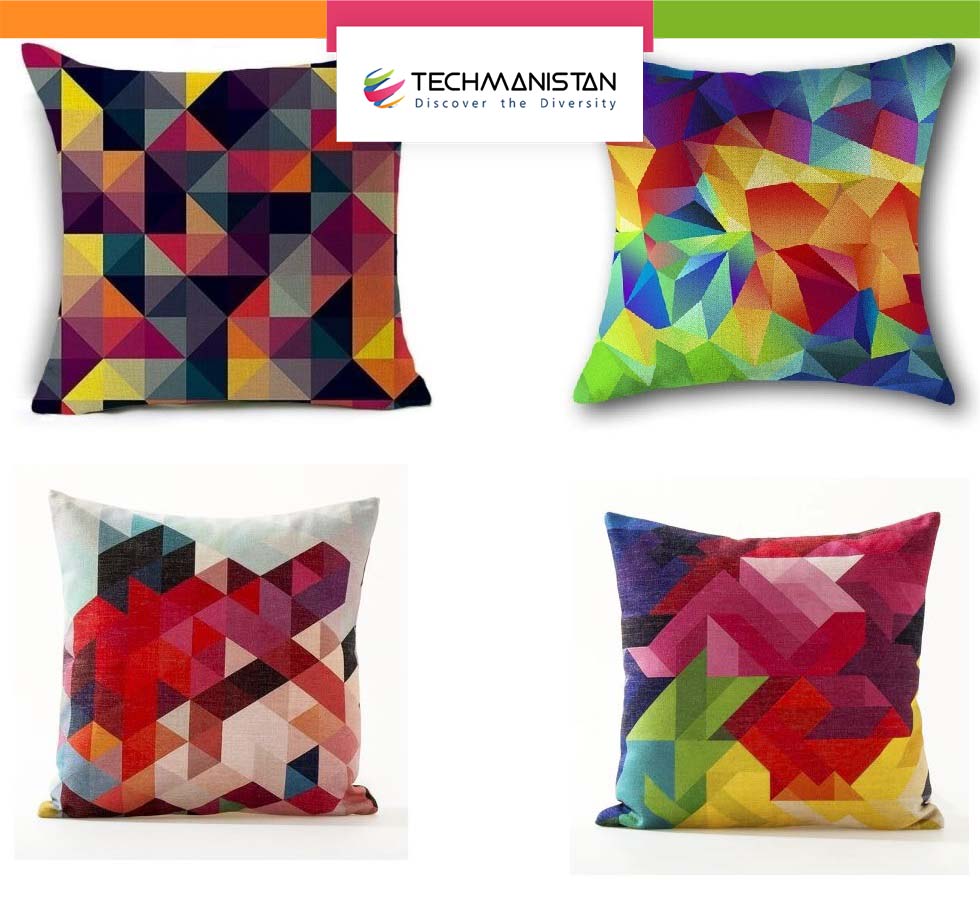 Pack of 10 Random Design/Pattern - Multicolor Geometric Design Cushion Covers Without Filling
