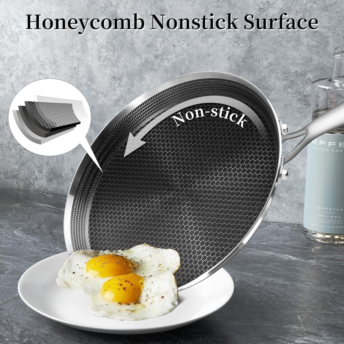 Double Sided Laser Coated Honeycomb Frying Pan/Tawa
