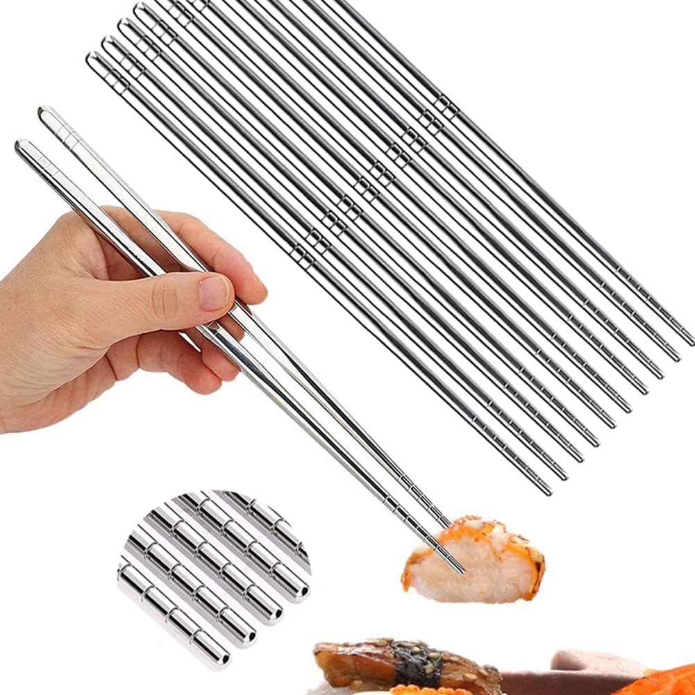 Set of 5 Pairs - SUS 304 Stainless Steel Chopsticks