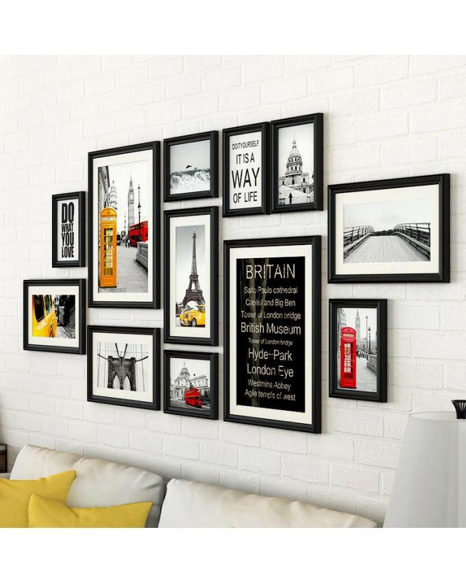 Set of 12 - Photo Frames Collage Wall Hanging Wall Decor Set