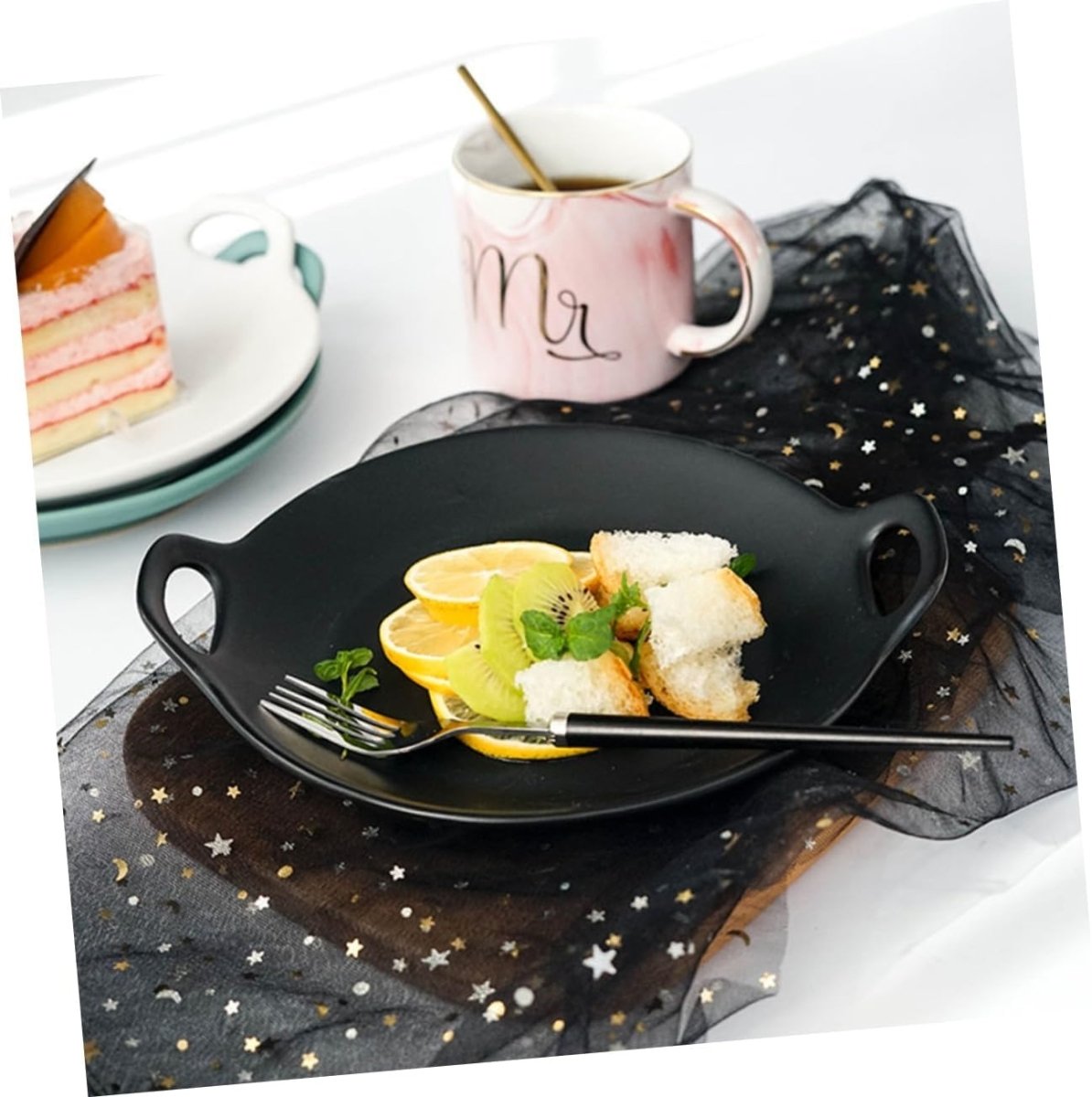 Stoneware Food Serving Tray with Handle