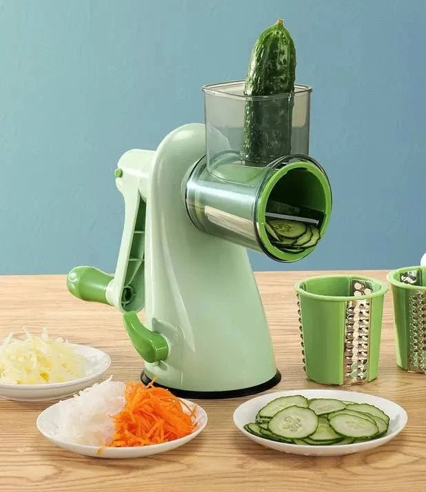 Vegetable Chopper with 3 Rotating Stainless Steel Blades