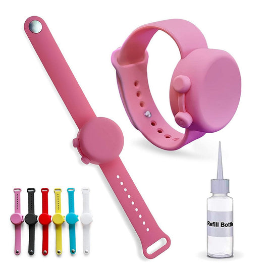 Random Color Refillable Hand Sanitizerr Bracelet Dispenser, Travel Sanitizing Gel Holder, Reusable Portable Silicon Wristband/Bracelet Dispenser for Liquid Hand Soap or Sanitizing Gel - Multicolor