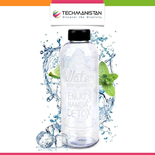 1 Liter Clear Glass Water Bottle with Random Logo