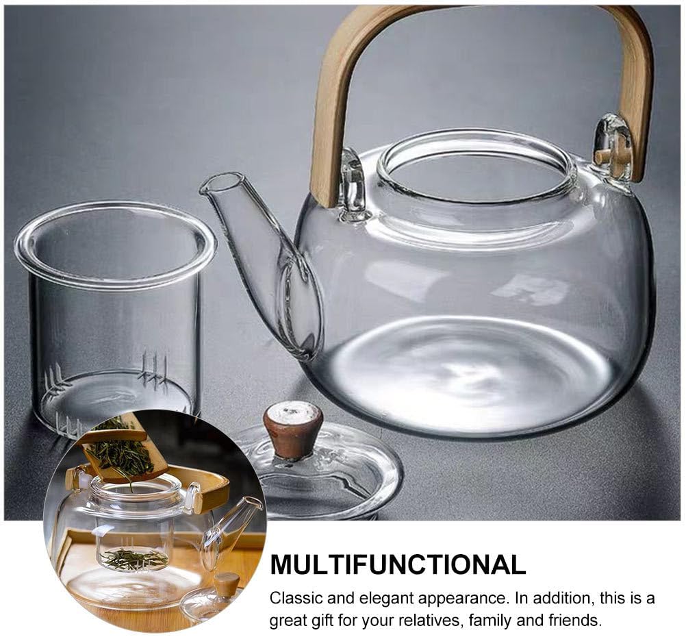 Glass Tea Kettle with Glass Filter & Wooden Handle