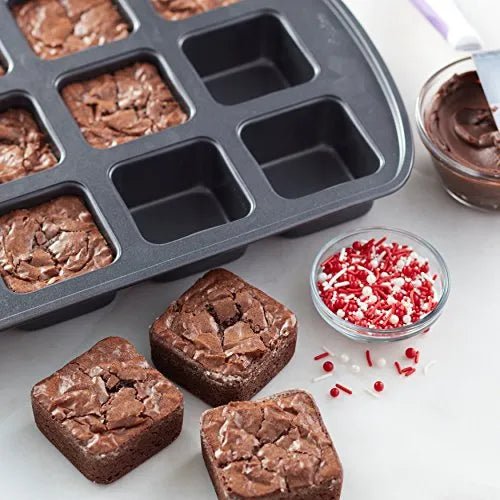 12-Cavity Mini Brownie Bar Baking Pan – Non-Stick, Easy Cleanup