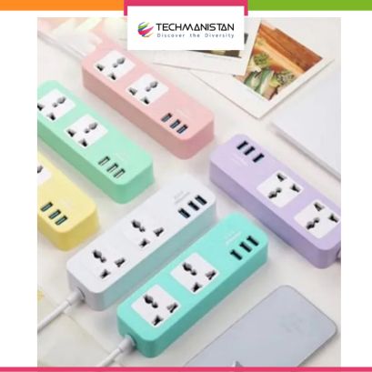 2 Three-Pin Sockets + 3 USB Ports Charging Extension
