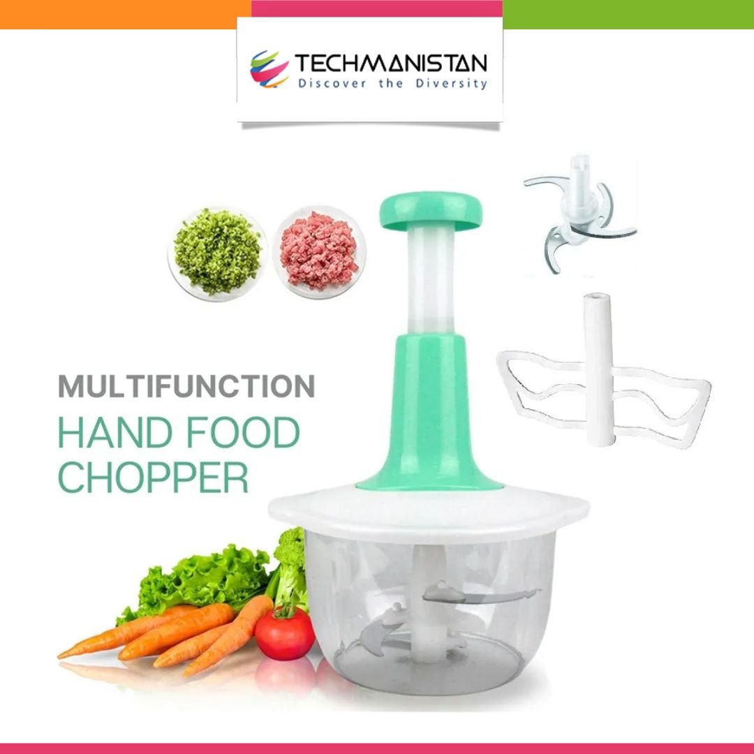 2000ml Multifunctional Hand Press Chopper with 4 Blades