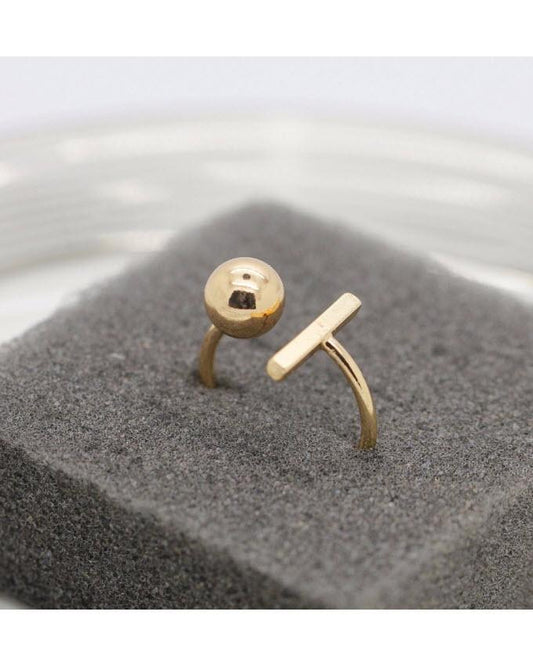Gold Bar with Ball Ring