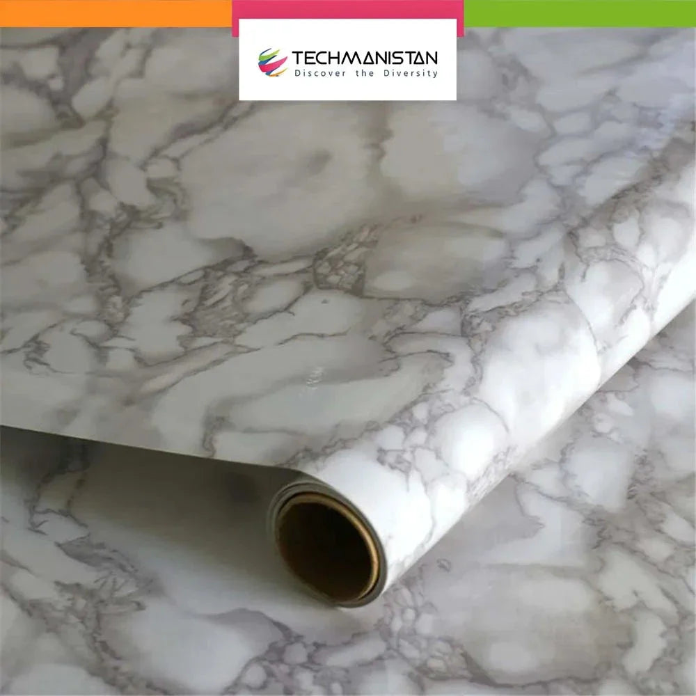 Self Adhesive Marble Design Furniture Stickers PVC Wallpaper Cabinets Gloss Film