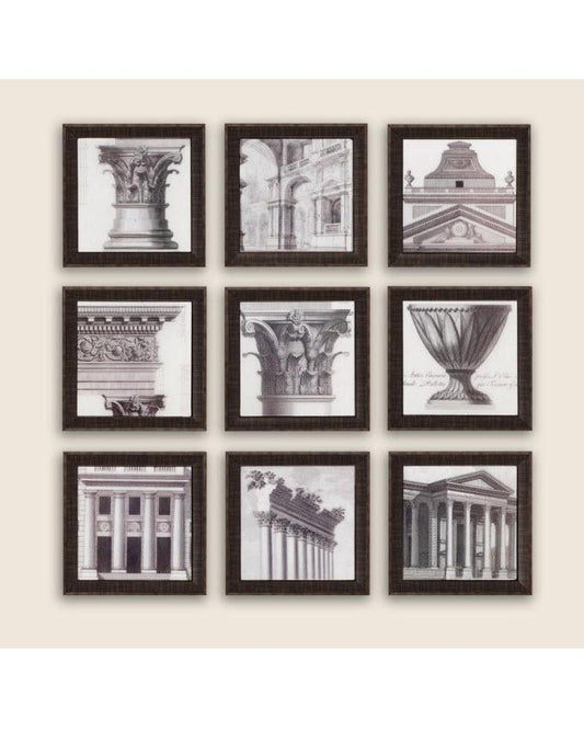 Pack of 9 - Antique Look Photo Frames Collage Wall Hanging Wall Decor Set