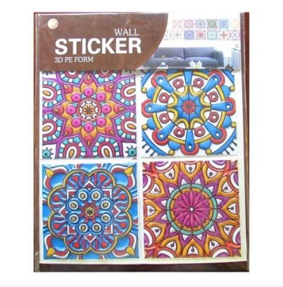 Pack of 4 - 3D Embossed Assorted Truck Art Themed Tiles Sticker (Each Sticker Size: 6x6 Inches)