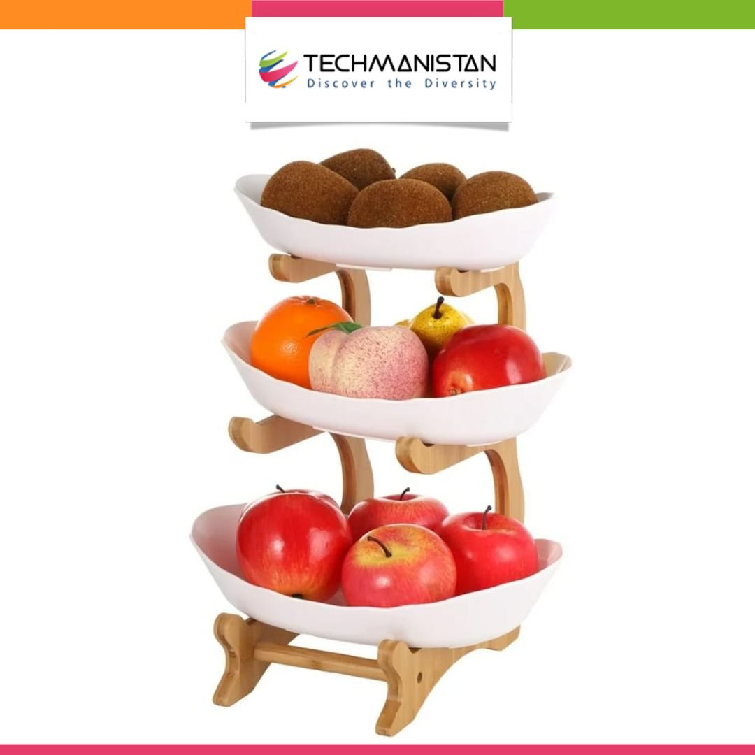 3 Layers Ceramic Bowls with Wooden Stand