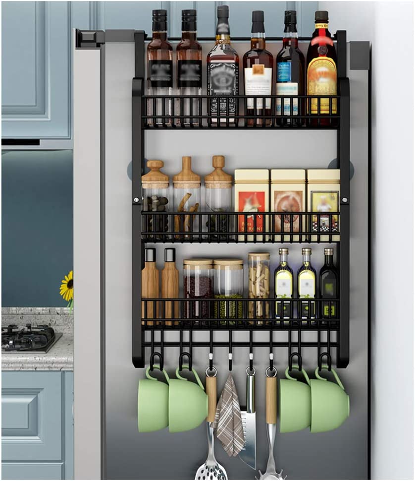 3 Tier Kitchen Refrigerator Side Storage Rack, Fridge Spice Rack
