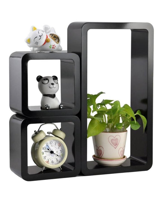Set of 3 - Rectangular Wall Mount Shelves - Black