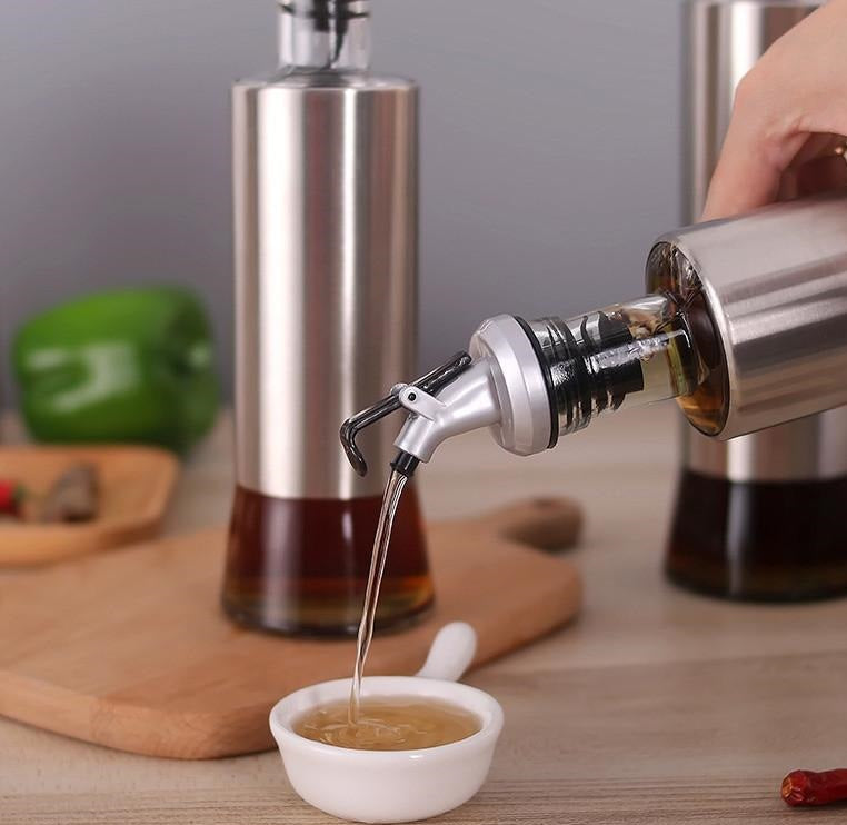 Stainless Steel Glass Oil Dispenser Bottle