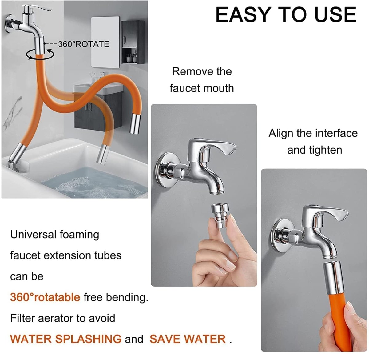 360° Flexible Extension Adjustable Faucet Sprayer