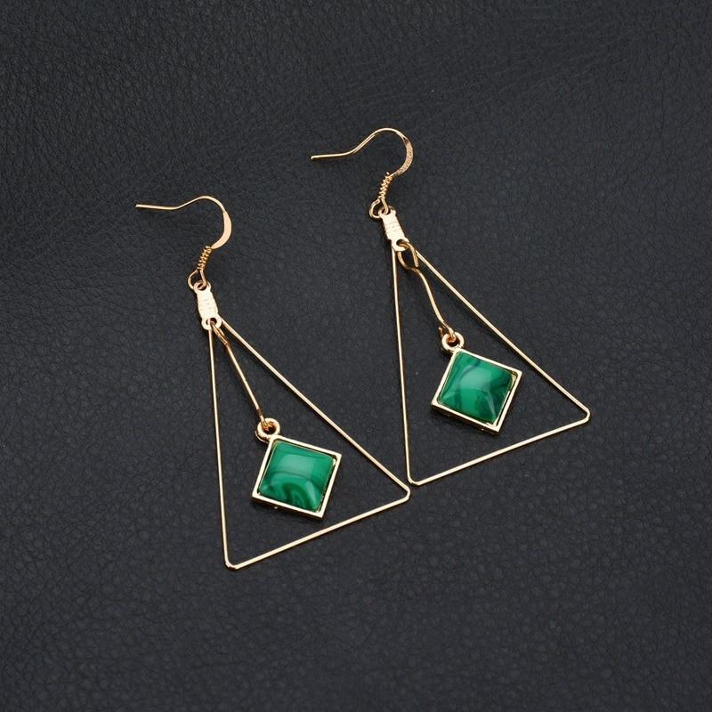 Zinc Alloy Green Hanging Stone Earrings