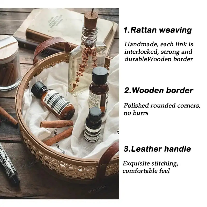 Hand-Woven Round Rattan Fruit Baskets