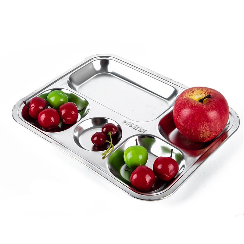 5 Compartments Stainless Steel Plate