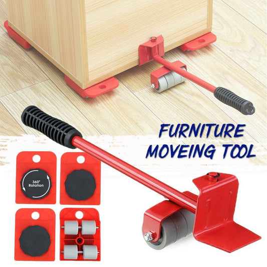 5 Pcs 360 Degree Rotating Furniture Moving Wheels with Wheel Bar