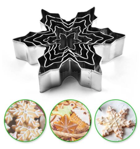 5 Piece's Snowflakes Cookie Cutter Mold