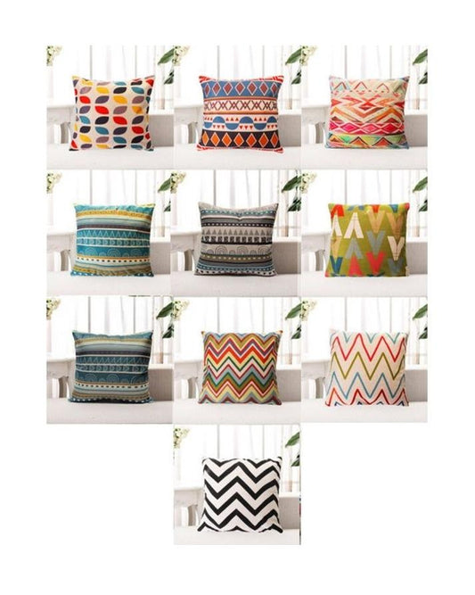 Pack of 10 - Ethnic Design Cushions Cover Without Filling - Multicolor