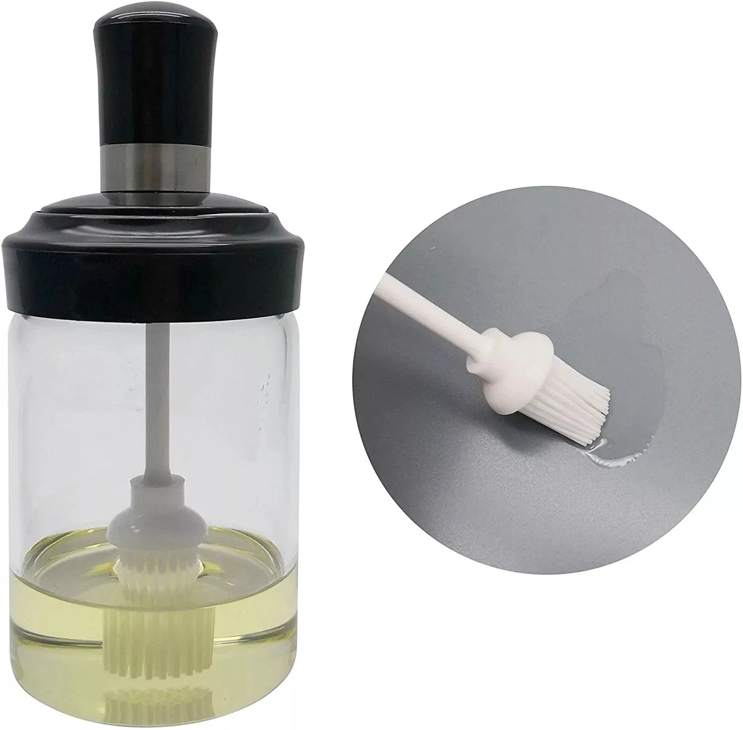 Glass Oil Dispenser with Silicone Brush for BBQ - 220ml